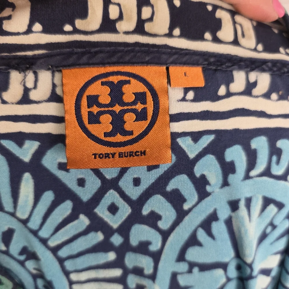 Tory Burch Silk Medallion Print Cap Sleeve Midi Dress